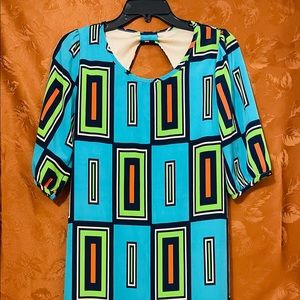 Peach Love Cream California, small, multicolored, mid length polyester dress.